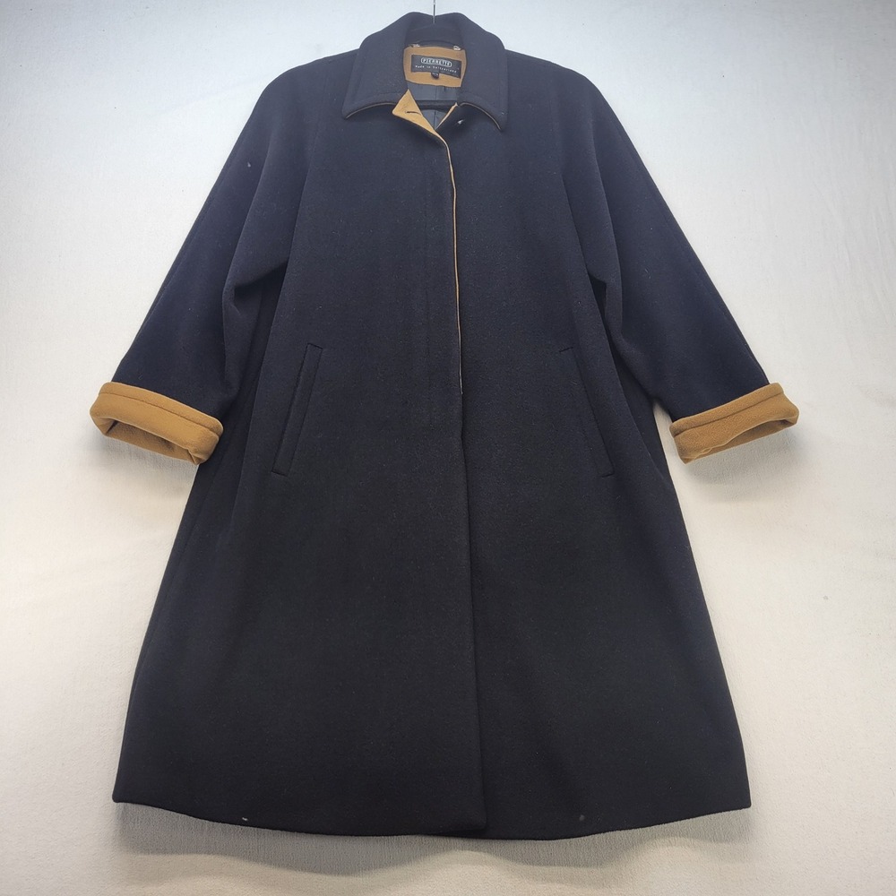 Pierrette Coat VTG Women 8 Black Tan Wool Cashmere Angora Made in Switzerland